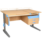 Растущая парта Дэми СУТ 25 с задними полками СУТ.15.210 и навесной тумбой (1200×880 мм)