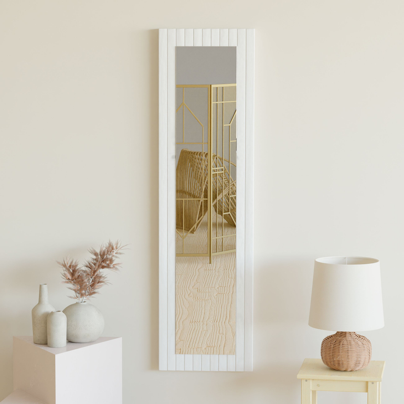 Зеркало настенное, 33х119, Пиафорте, прямоугольное, в раме, белый, Dipriz