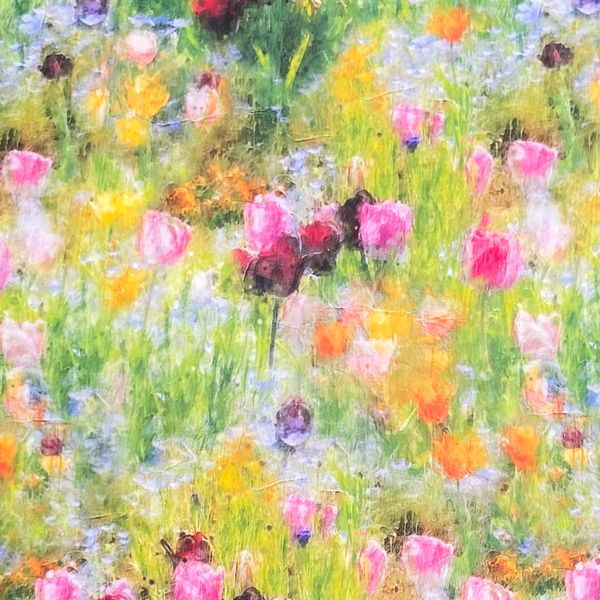 ПРЕДЗАКАЗ, ТЮЛЬПАНЫ НА ЛУГУ - АКВАРЕЛЬ, 100% хлопок Handmade Fabrics 1
