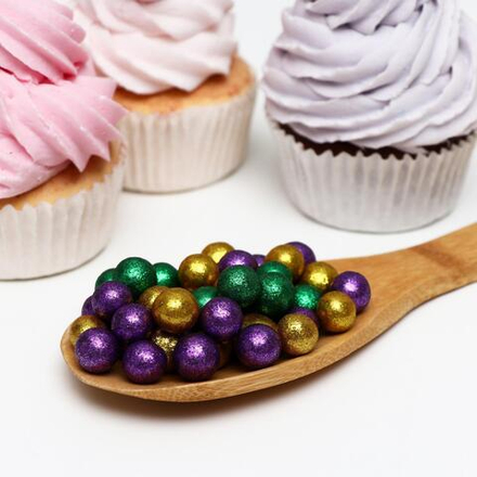 Новогодняя посыпка кондитерская с глиттером "Блеск" зеленый, серебро 50гр