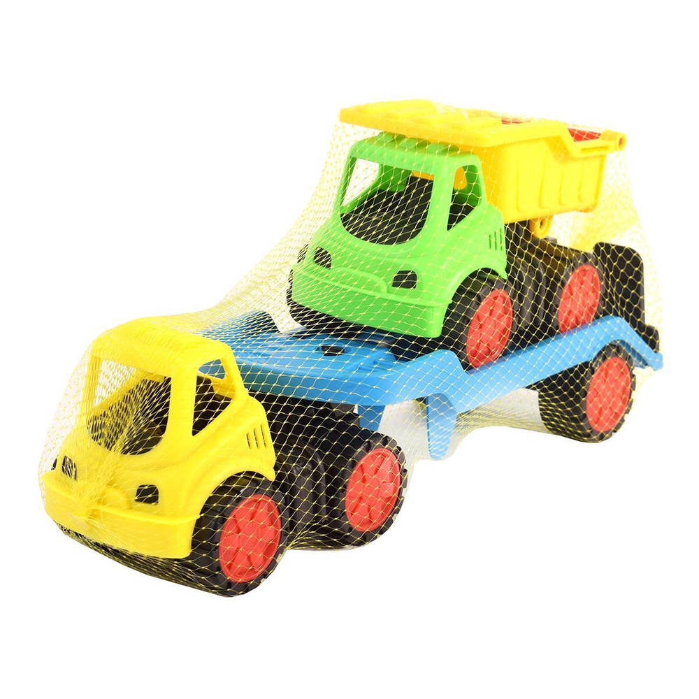 Пластмассовая игрушечная машина Toy Bibib "Эвакуатор с грузовиком" (35*12*18 см), сетка