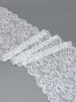 Эластичное кружево белое ширина 21 см