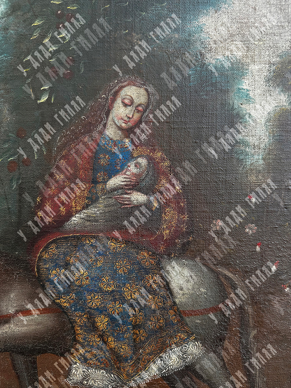 Аноним (Школа Куско). Бегство в Египет. Холст, масло. Перу, Испанская империя. XVIII–нач. XIX вв.