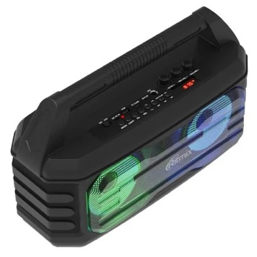 Колонки RITMIX SP-610B black (AUX, USB, microSD (MP3, WAV, WMA, APE), RGB-подсветка, эквалайзер, дисплей: LED, возможность, микрофонный вход Jack 6,3 мм, 2000 мАч, microUSB DC 5В 1A, 38*23*16 см, пластик, чер