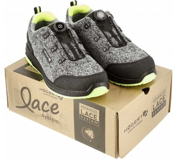 Полуботинки рабочие LACE SYSTEM S1PS SR FO серый меланж/зеленый KEMINITZ Högert, арт. HT5K578