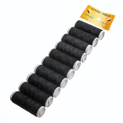 Нитки в наборе 10шт, цвет чёрный, 40м.