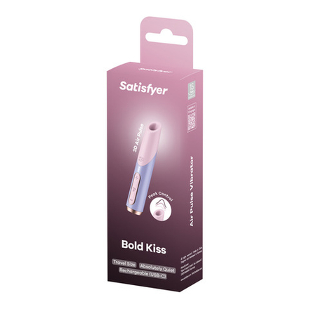 Мини-вибратор с 3D пульсацией Satisfyer Bold Kiss с USB-C зарядкой, силикон, ABS, розовый, 12,5 см