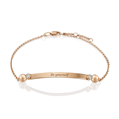 Браслет «Будь собой» из красного золота с фианитами