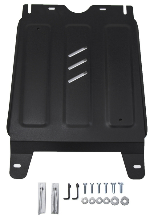 Защита КПП АвтоБроня для Toyota Fortuner II (V - 2.7; 2.8D) 4WD 2017-2020 2020-н.в./Toyota Hilux VIII (V - 2.4D; 2.8D) 4WD 2015-2018/Toyota Hilux VIII рестайлинг (V - 2.8D) 4WD 2018-2020 2020-н.в. (устанавл-ся совместно с 1.09502.1), штампованная, сталь 1.8 мм, с крепежом, 111.09503.1