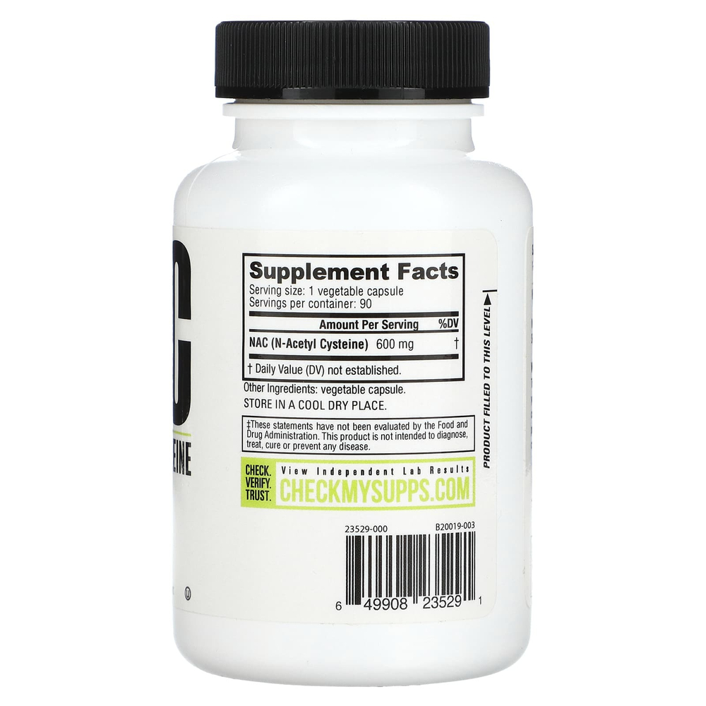NutraBio, NAC, 600 мг, 90 растительных капсул