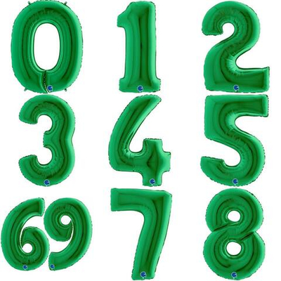 Фольгированные цифры 102 см с гелием (зелёный - металлик)