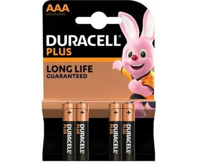Батарейка Duracell LR03/AAA Alkaline Plus MN2400 BL4 , 4шт.