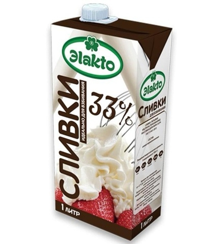 Сливки 33% ГОСТ, Элакто 1 л