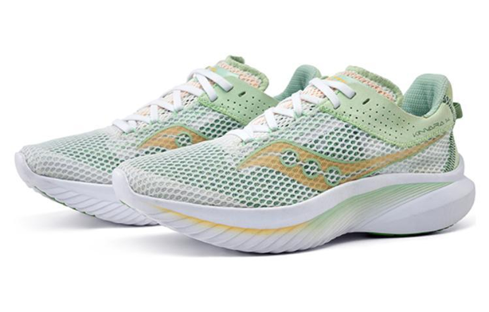 Saucony Kinvara 14 comfortable non-slip wear-resistant lightweight low-cut casual running shoes women's white and green