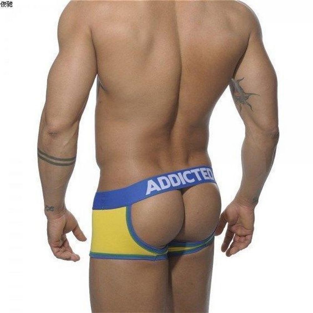 Мужские трусы джоки боксеры желтые с белой вставкой Seobean Addicted