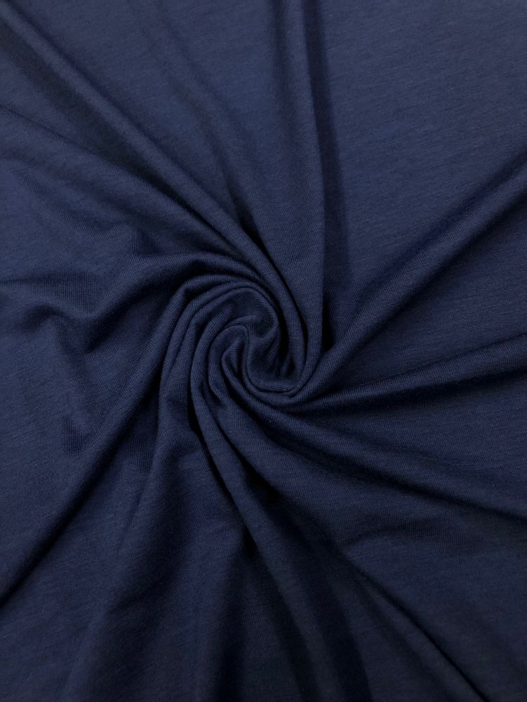 Ткань трикотаж Кулирка вискозная цвет темно синий, артикул 327808