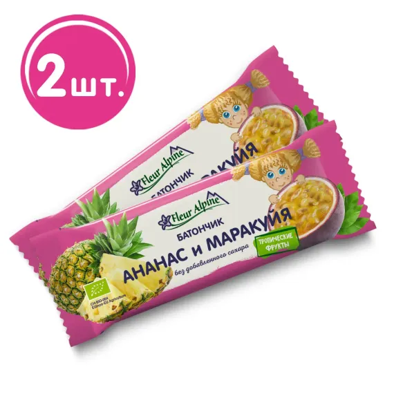 Батончик Fleur Alpine Ананас Маракуйя 2*20г с 3 лет
