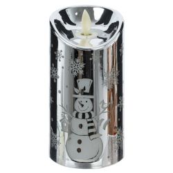 GAEM Изделие декор Свеча "Серебряный снеговик" (подсвет, AAAх3 н/п) L7,5 W7,5 H14,5 см