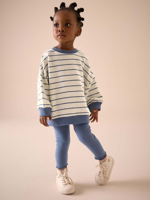 Толстовка и легинсы в комплекте для девочки Next E54-944, Молочный, Голубой