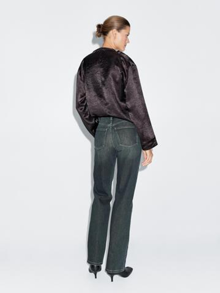 Massimo Dutti Джинсы прямого кроя с высокой талией, темно-синий