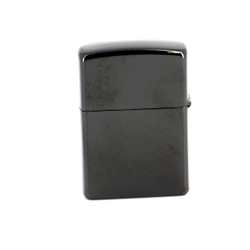 Легендарная классическая американская бензиновая широкая зажигалка ZIPPO Classic Ebony™ черная глянцевая из латуни и стали с логотипом "Zippo" ZP-24756ZL