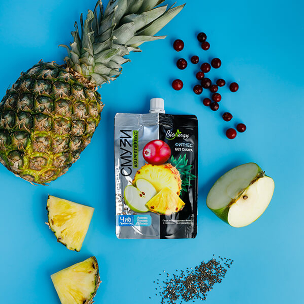 Ассорти смузи ягодно-фруктовые BioNergy с семенами чиа, 5 вкусов по 3 шт