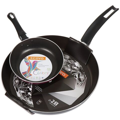 Сковорода алюминий, 28 см, антипригарное покрытие, Scovo, Black Diamond, PP-006, + Сковорода в подарок