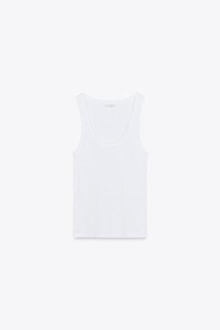 ZARA ТОП В РУБЧИК НА БРЕТЕЛЯХ, БЕЛЫЙ