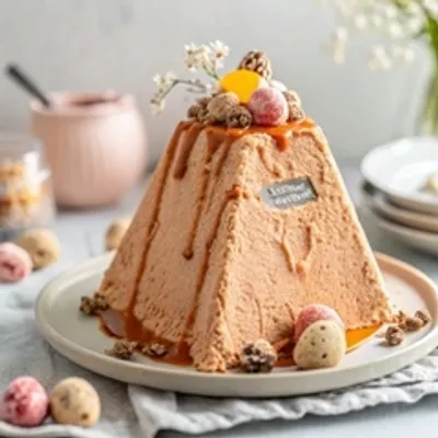 Карамельная Пасха с грецким орехом и курагой