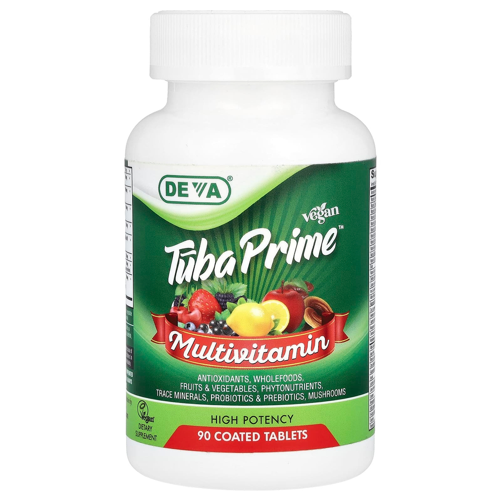 Deva, Vegan Tuba Prime®, мультивитамины, высокая эффективность, 90 таблеток, покрытых оболочкой