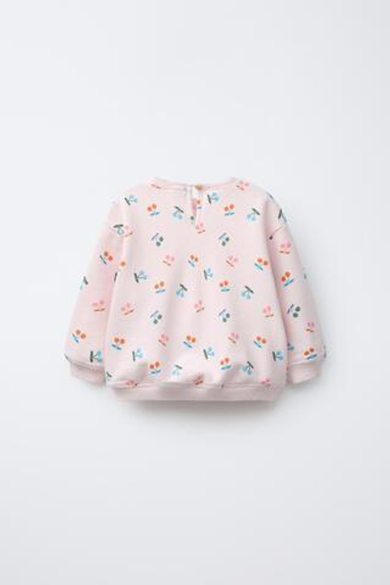 ZARA ТОЛСТОВКА С ПРИНТОМ «ВИШНЯ», РОЗОВЫЙ