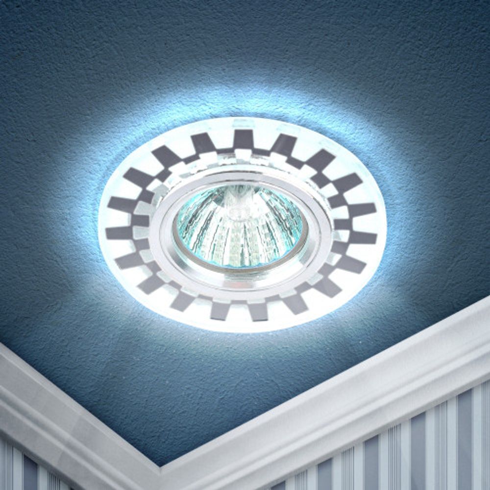 Светильник встраиваемый cо светодиодной подсветкой ЭРА DK LD47 SL /1 под лампу MR16 GU5.3 белый/белый