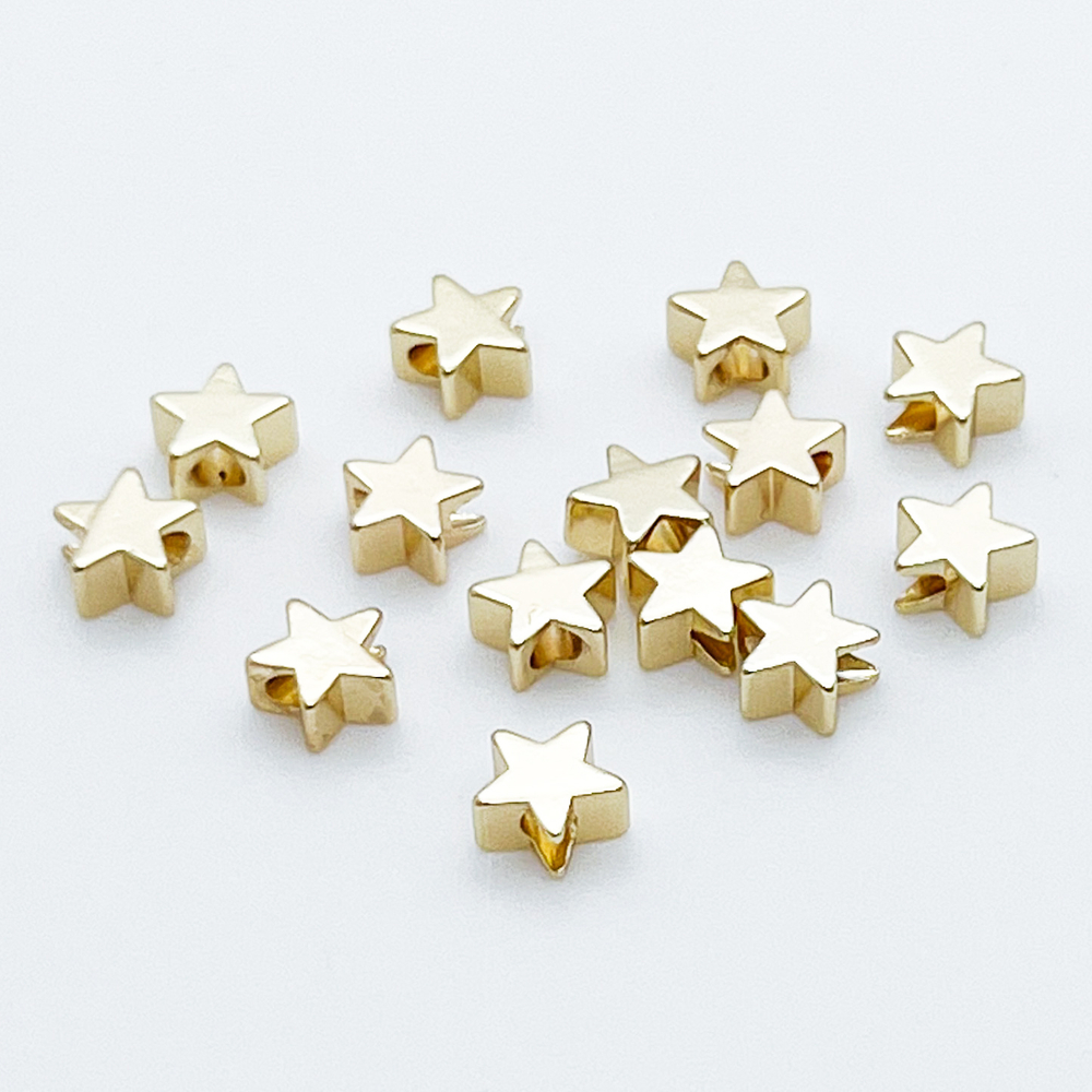 Бусина Звезда, цвет золото, размер 6 мм, цена за 1 шт