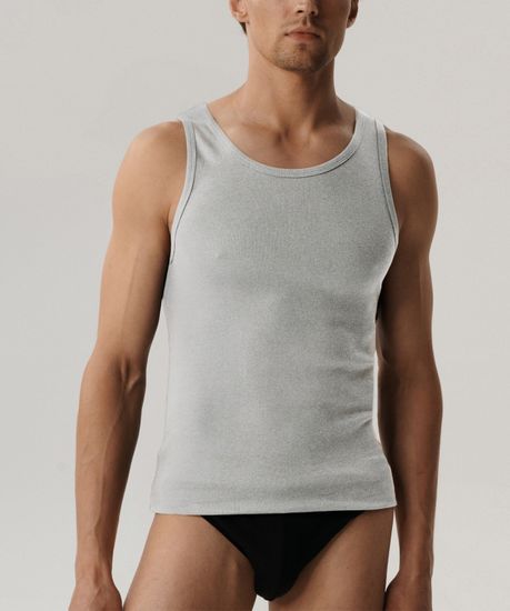 Майка мужская классическая Atlantic Basic BMV-046, хлопок, светло-серый меланж