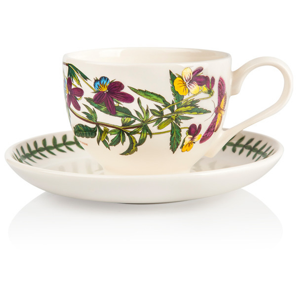 Чашка для завтрака с блюдцем 280мл Portmeirion Ботанический сад Фиалка трехцветная