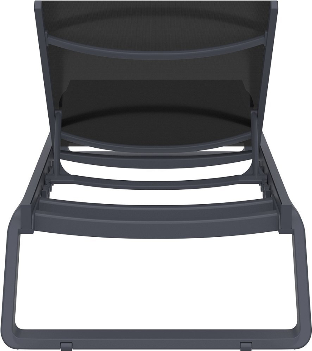 Шезлонг-лежак металлический Siesta Contract Tropic, черный, темно-серый