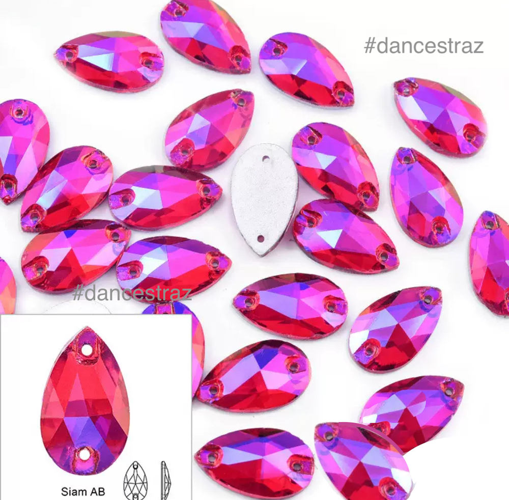 Стразы пришивные, Teardrop, Siam AB, A3-P34, 13*22mm, (20 ea/pkg), 3A (F2)