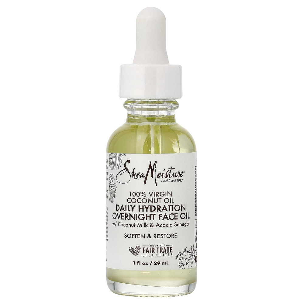 SheaMoisture, 100% кокосовое масло первого отжима, масло для ежедневного увлажнения на ночь, 29 мл (1 жидк. унц.)