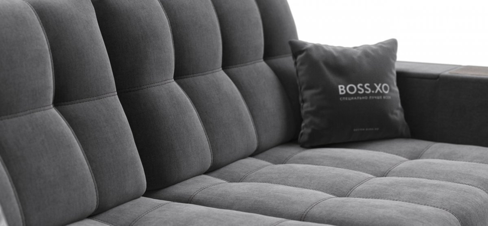 Диван BOSS.XO MAX велюр Monolit серый / WOOD Rock