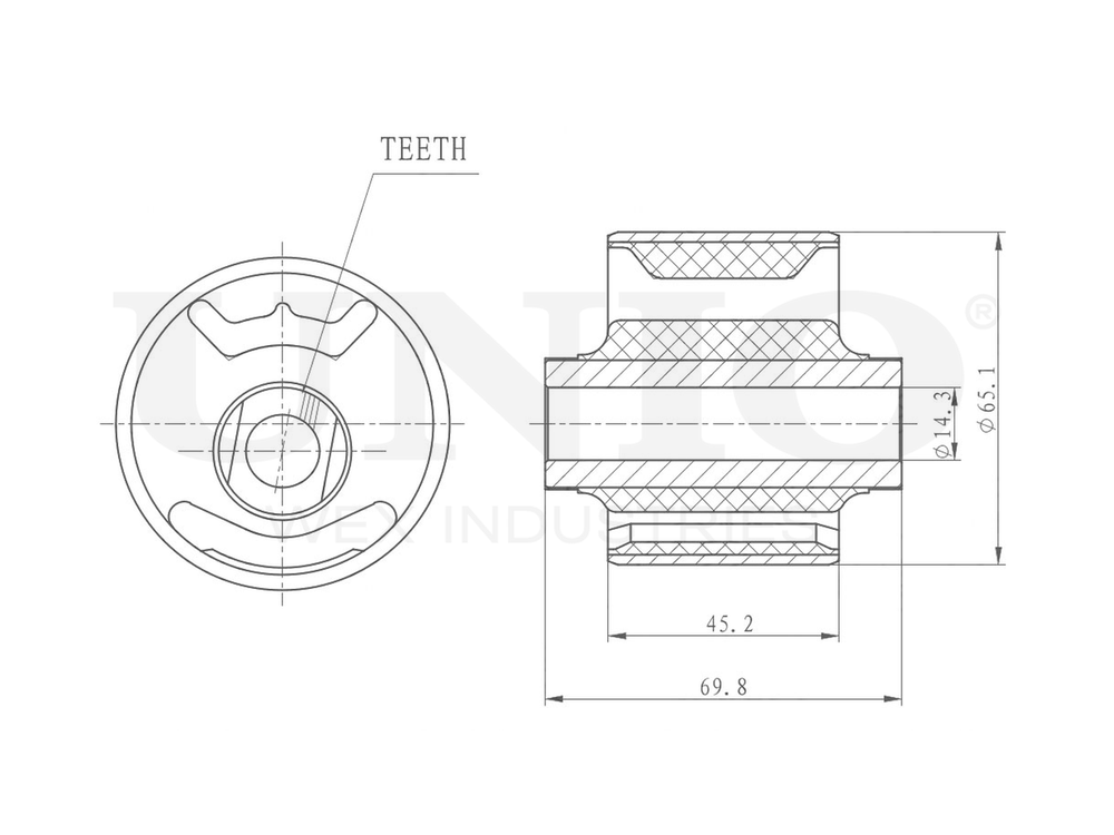 Сайлентблок задней продольной тяги UNIO RMP-20236