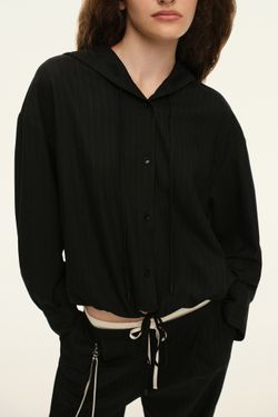 Жакет с капюшоном ((Рири)), черный в полоску