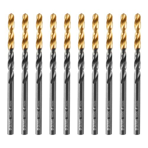 Сверло по металлу, 4 мм, HSS-Tin, Golden Tip, 10 шт. Denzel