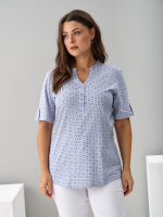 Блузка БЛ-122/ришелье-голубой