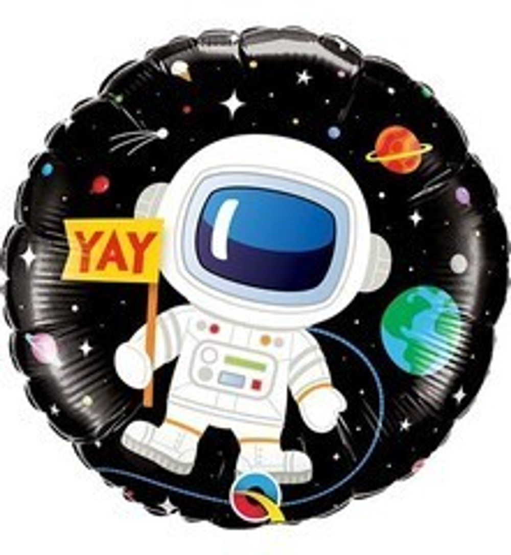Q 18" Круг, Happy birthday! Космонавт, 1 шт.