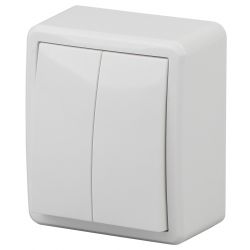 Выключатель ЭРА Эксперт 11-1204-01 двойной 10АХ-250В IP20 ОУ белый