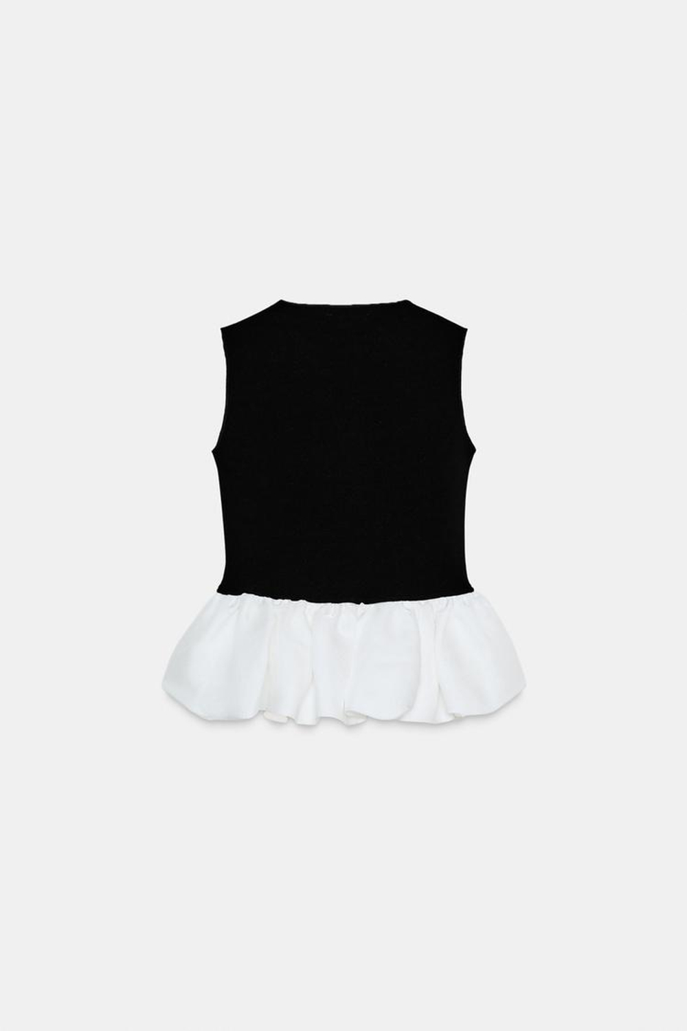 ZARA КОМБИНИРОВАННЫЙ ТОП ИЗ ЭЛАСТИЧНОЙ ТКАНИ, ЧЕРНЫЙ/БЕЛЫЙ