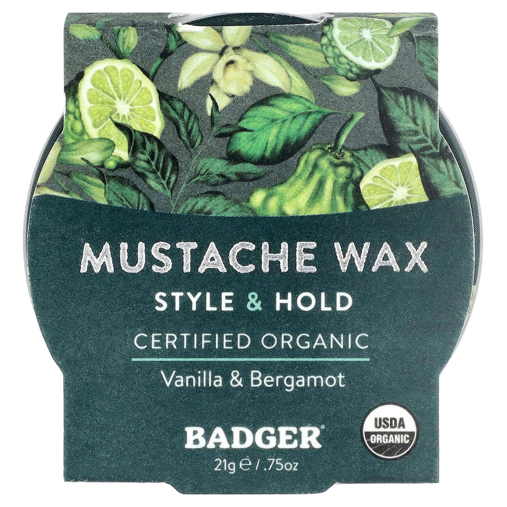 Badger, воск для усов, ваниль и бергамот, 21 г (0,75 унции)