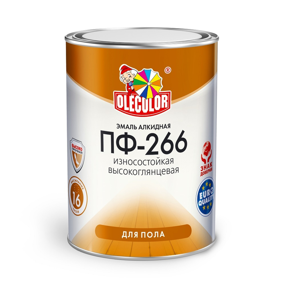 OLECOLOR Фарбен Эмаль ПФ-266 алкидная желто-коричневый 0,9кг