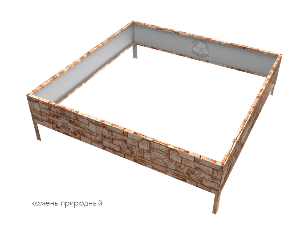 Клумба квадратная оцинкованная 1 ярус Природный камень