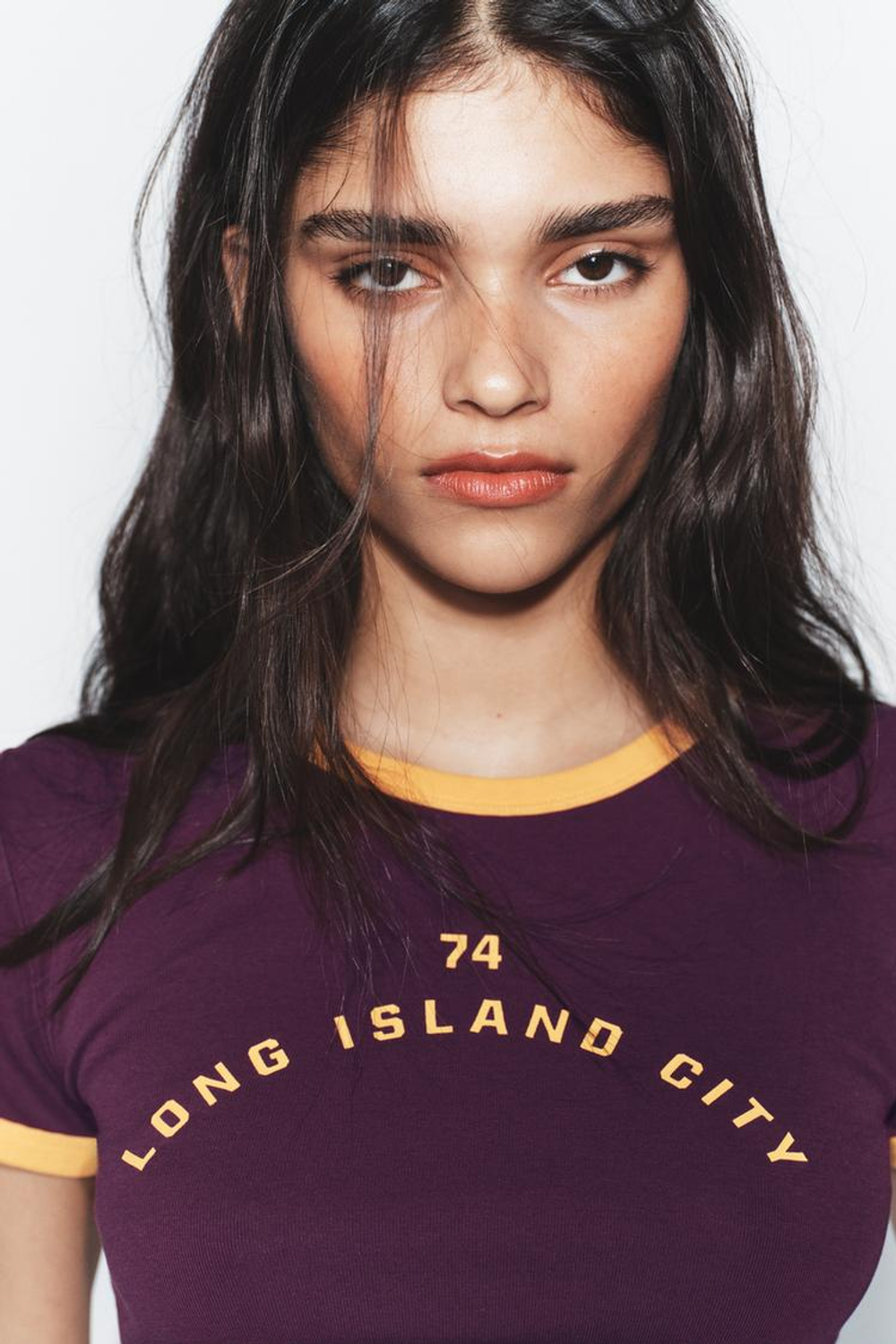 ZARA ФУТБОЛКА С НАДПИСЬЮ, ВИННЫЙ